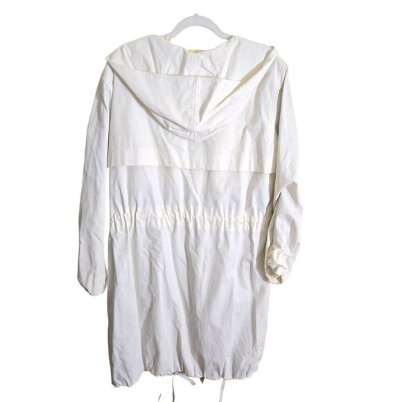 Calvin Klein Anorak Long Ivory Hooded Mock Neck Jacket Size L - Picture 2 of 6